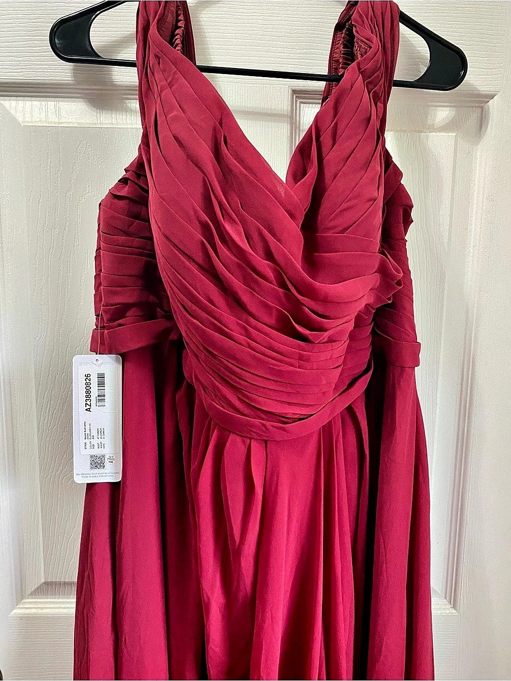 Azazie Adrianna Draped Maxi Dress Red Size 20 NWT